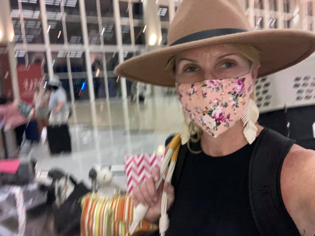 A woman’s selfie at the airport