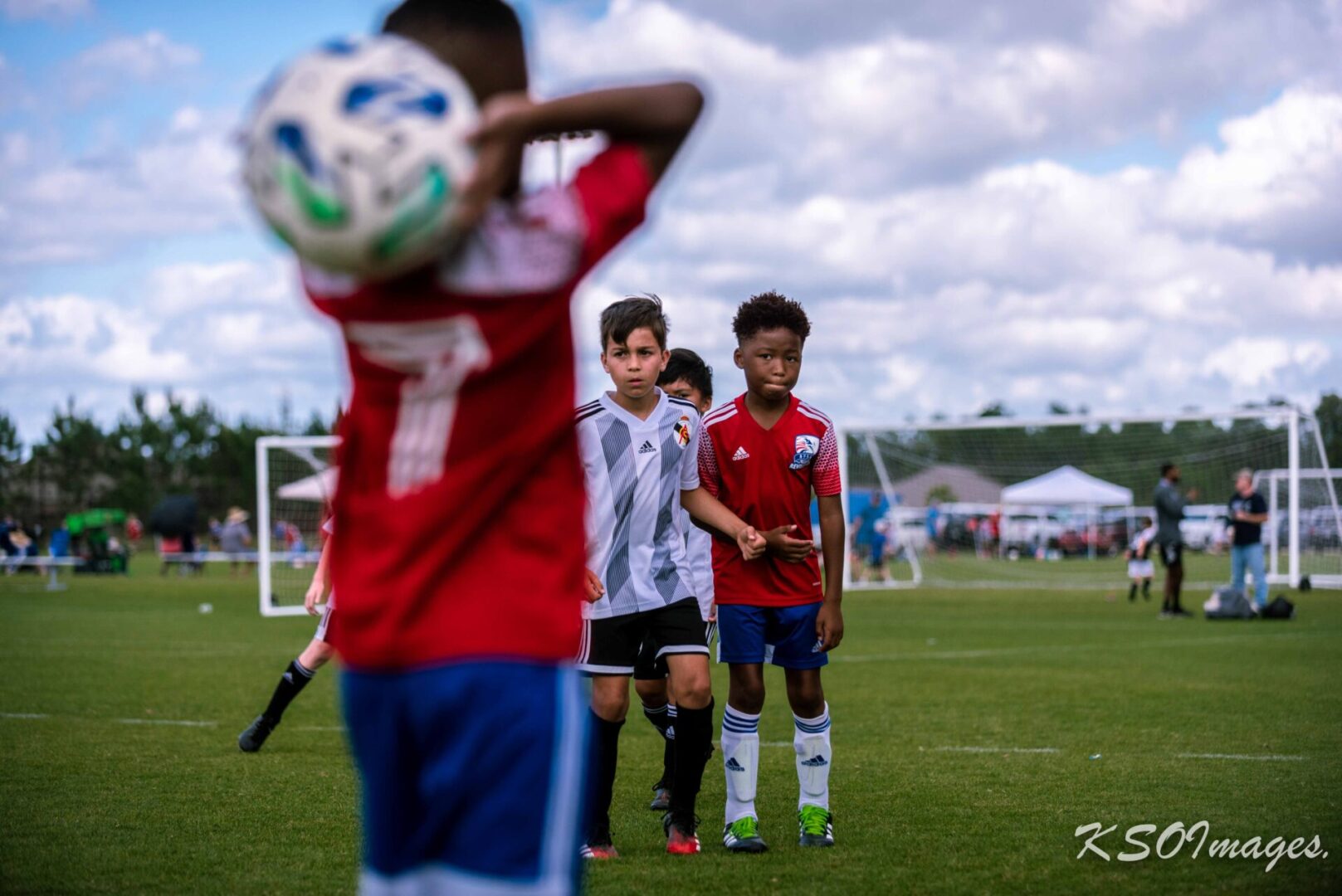 Young boys playing soccer